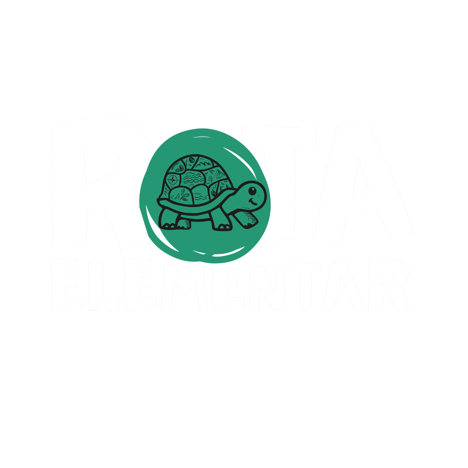 Logotipo da Rota Elementar com o desenho de uma tartaruga laranja dentro da letra O.