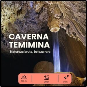 Caverna Temimina, uma das cavernas mais belas do PETAR, com claraboia e o raro espeleotema “chuveiro”.